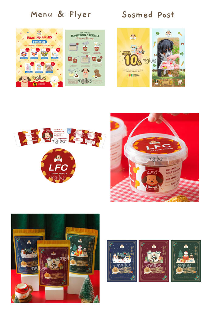Mr. Lee Dogs Bakery Menu, Flyer, Sosmed Post &amp; Sticker Packaging